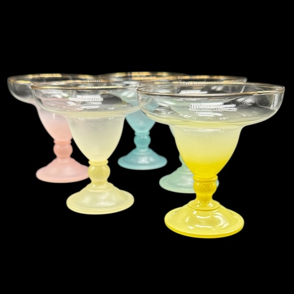 Blendo Other - Blendo Margarita Glasses Set of 5 Frosted Colorful Vintage Mid Century Modern